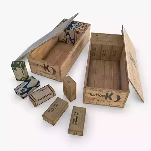 US WWII Ration K 3D Model Collection