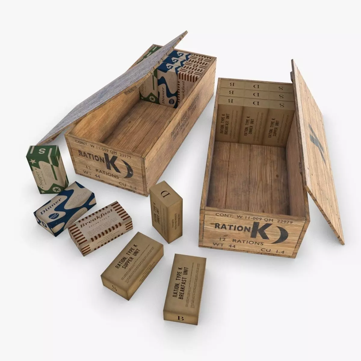 US WWII Ration K 3D Model Collection_0