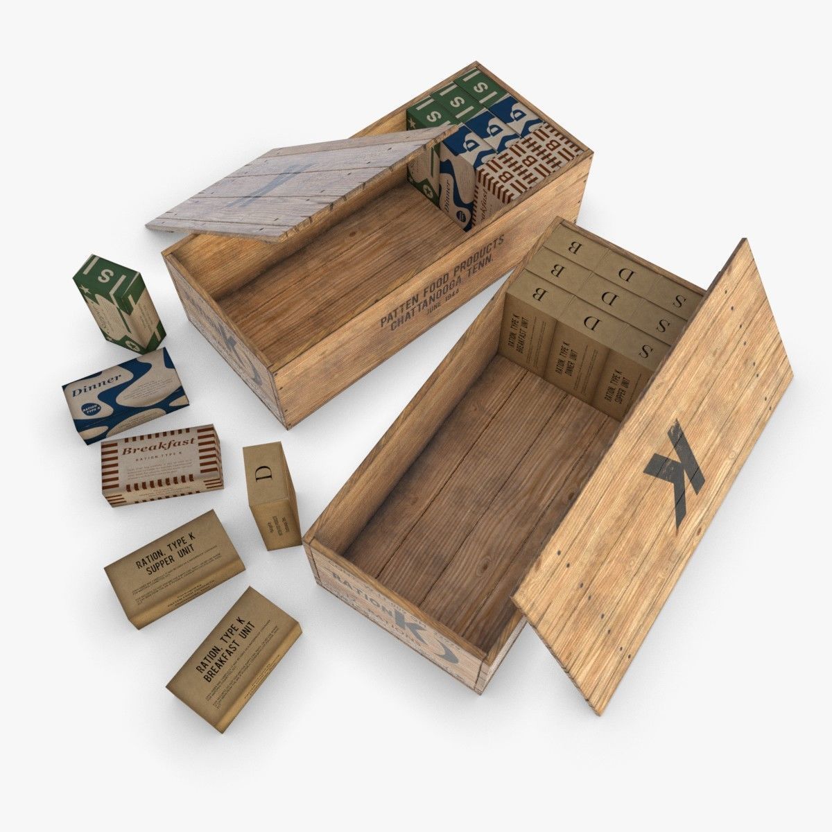 US WWII Ration K 3D Model Collection_7