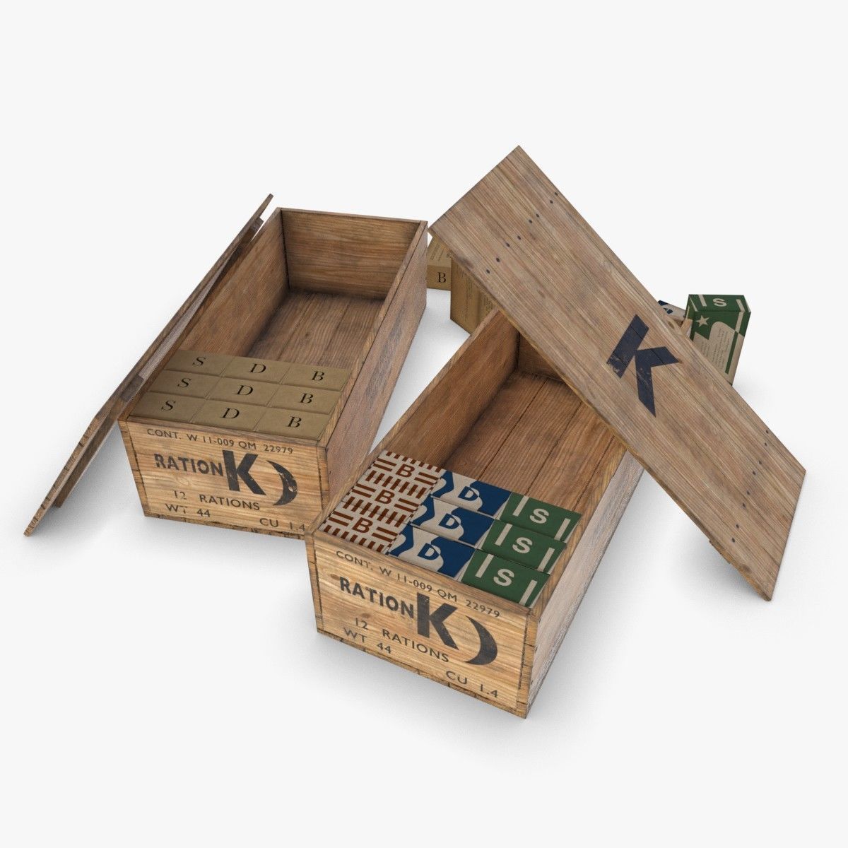 US WWII Ration K 3D Model Collection_5