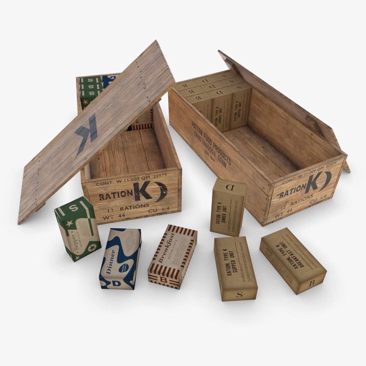 US WWII Ration K 3D Model Collection_2