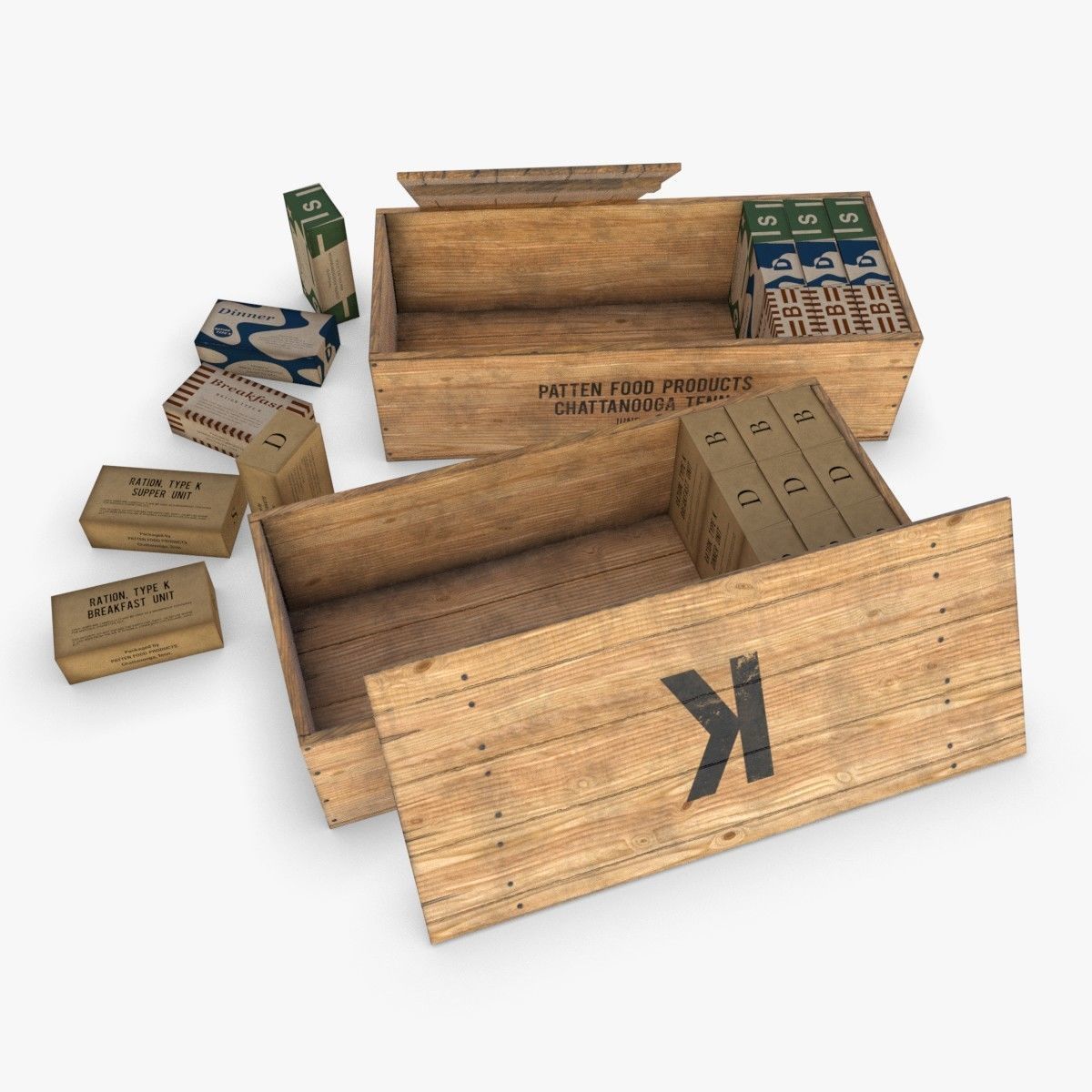 US WWII Ration K 3D Model Collection_8