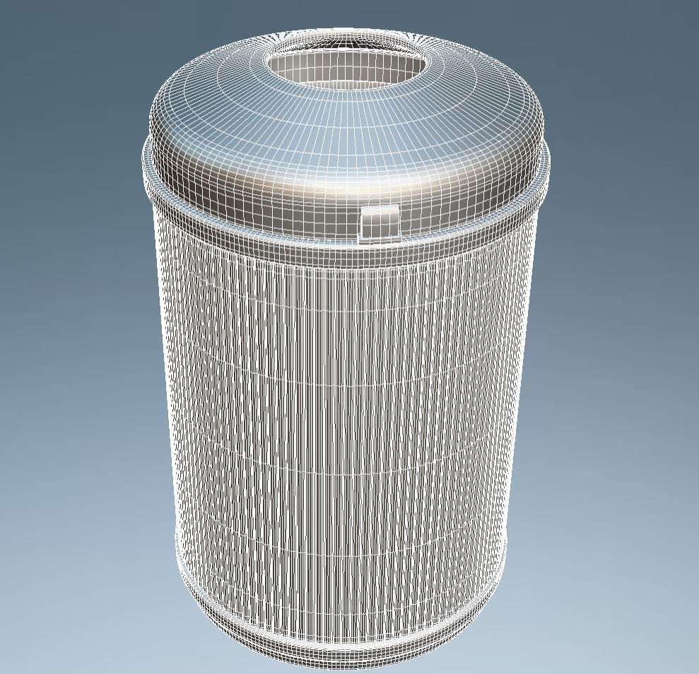 Blue and white plastic trash can - High and Low-Poly Version 3D Model Collection_5