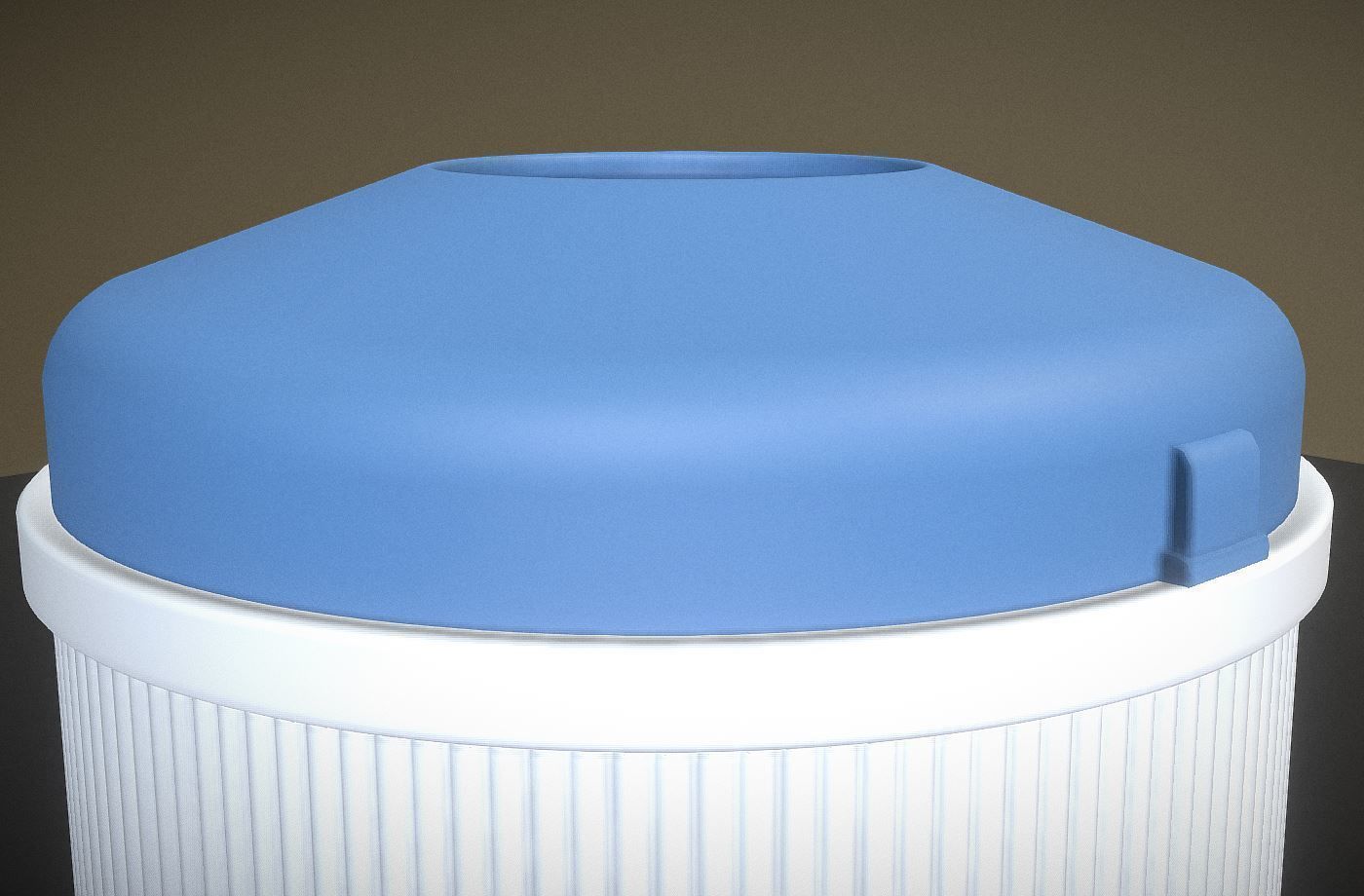 Blue and white plastic trash can - High and Low-Poly Version 3D Model Collection_14