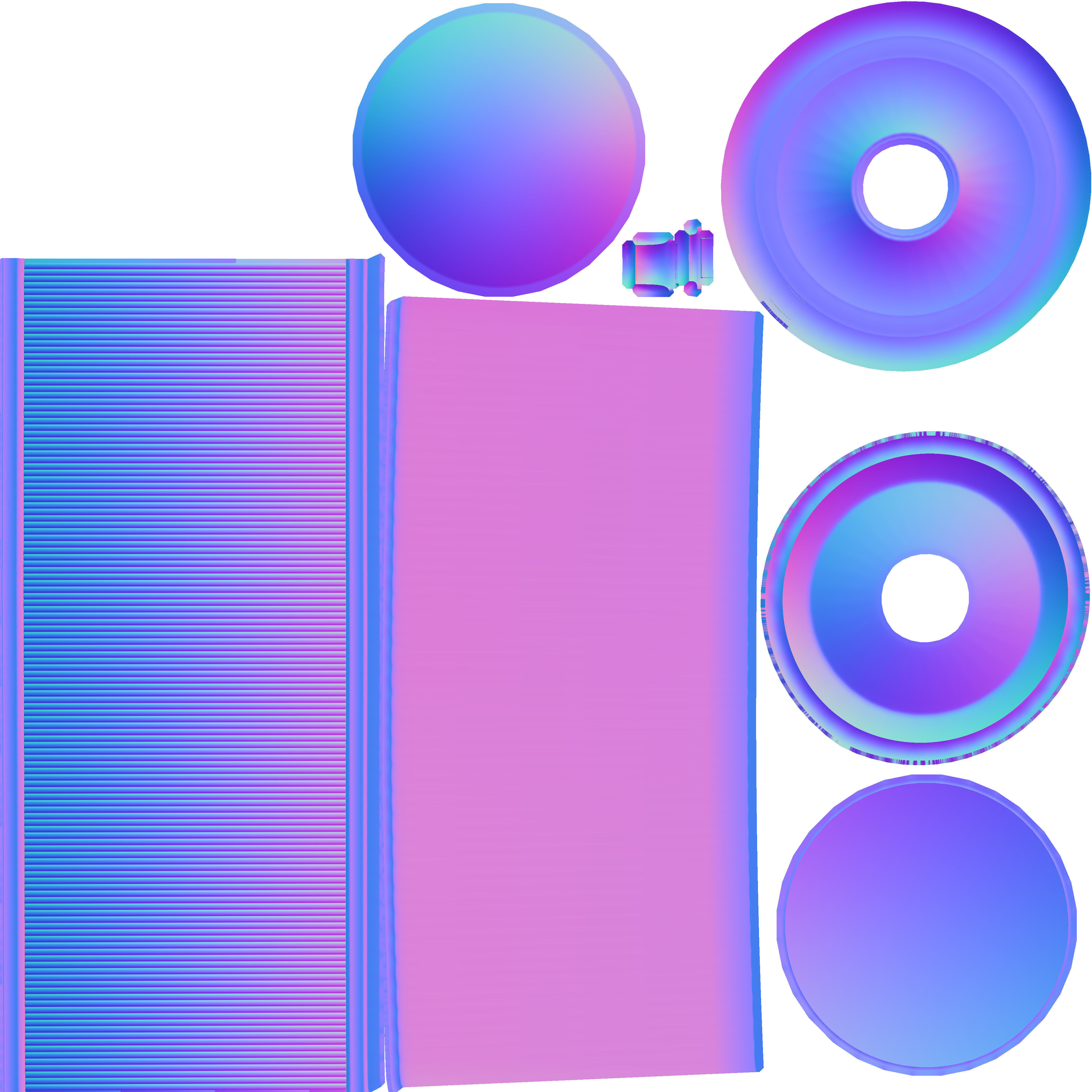 Blue and white plastic trash can - High and Low-Poly Version 3D Model Collection_26