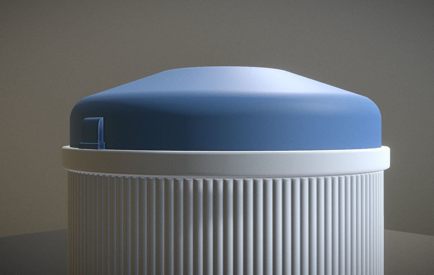 Blue and white plastic trash can - High and Low-Poly Version 3D Model Collection_13