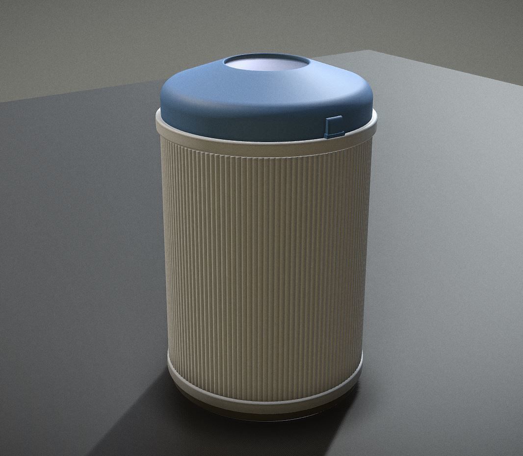 Blue and white plastic trash can - High and Low-Poly Version 3D Model Collection_10
