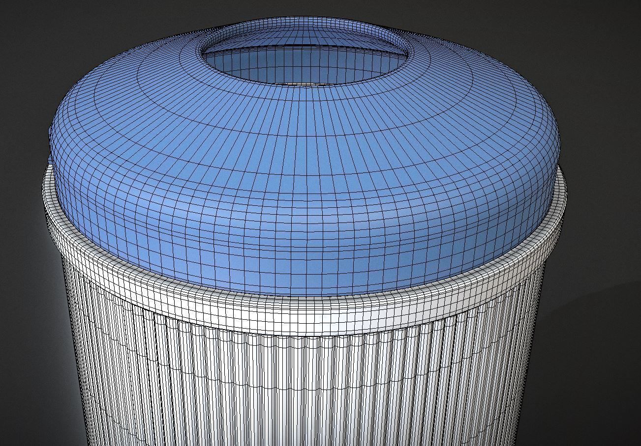 Blue and white plastic trash can - High and Low-Poly Version 3D Model Collection_9