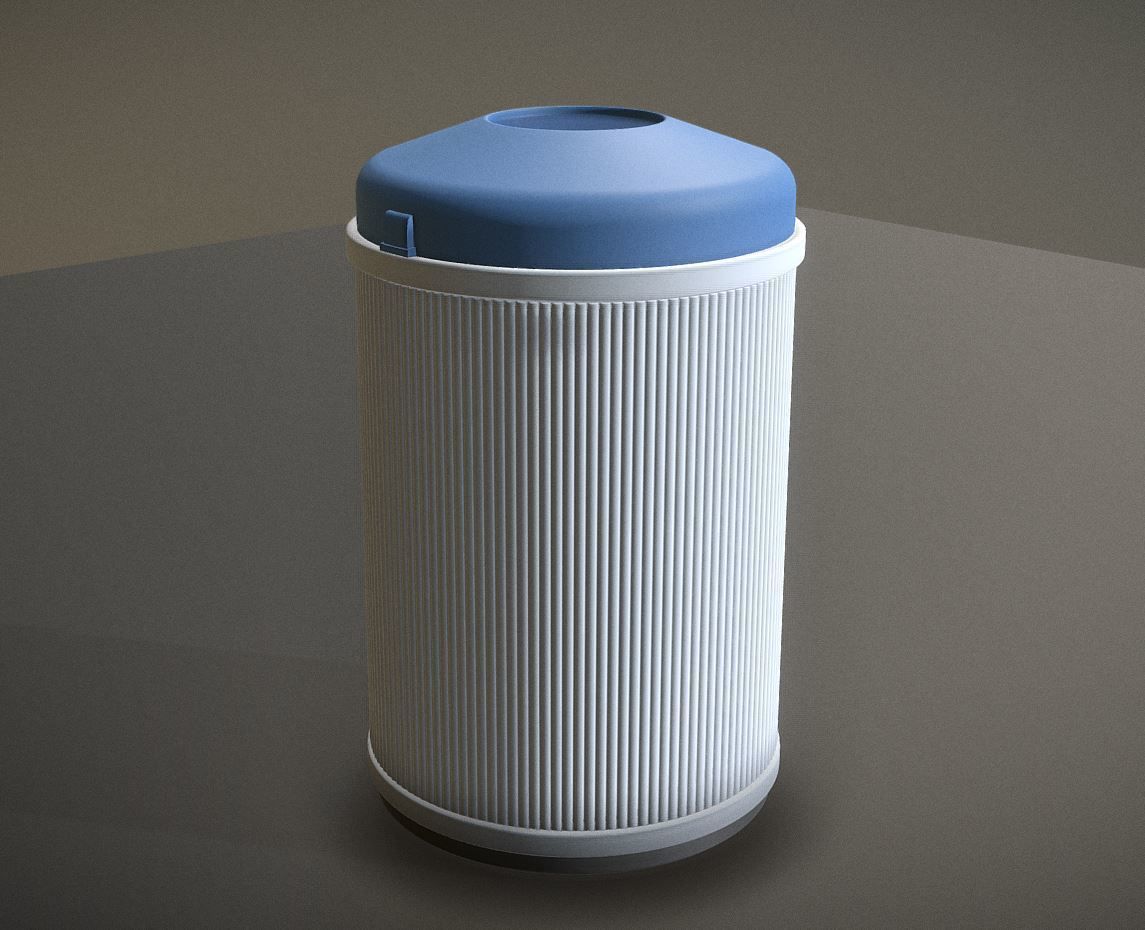 Blue and white plastic trash can - High and Low-Poly Version 3D Model Collection_12