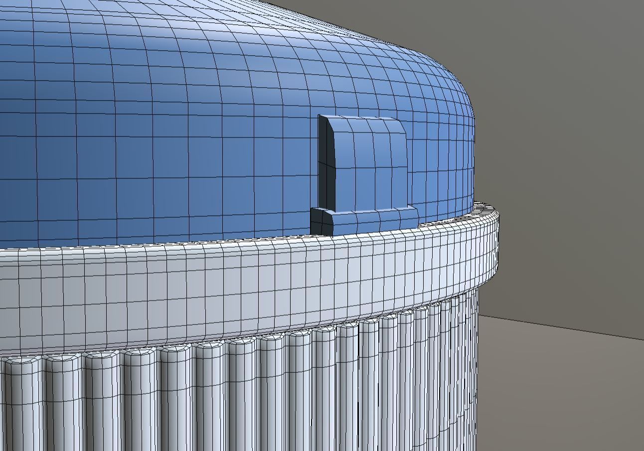 Blue and white plastic trash can - High and Low-Poly Version 3D Model Collection_7