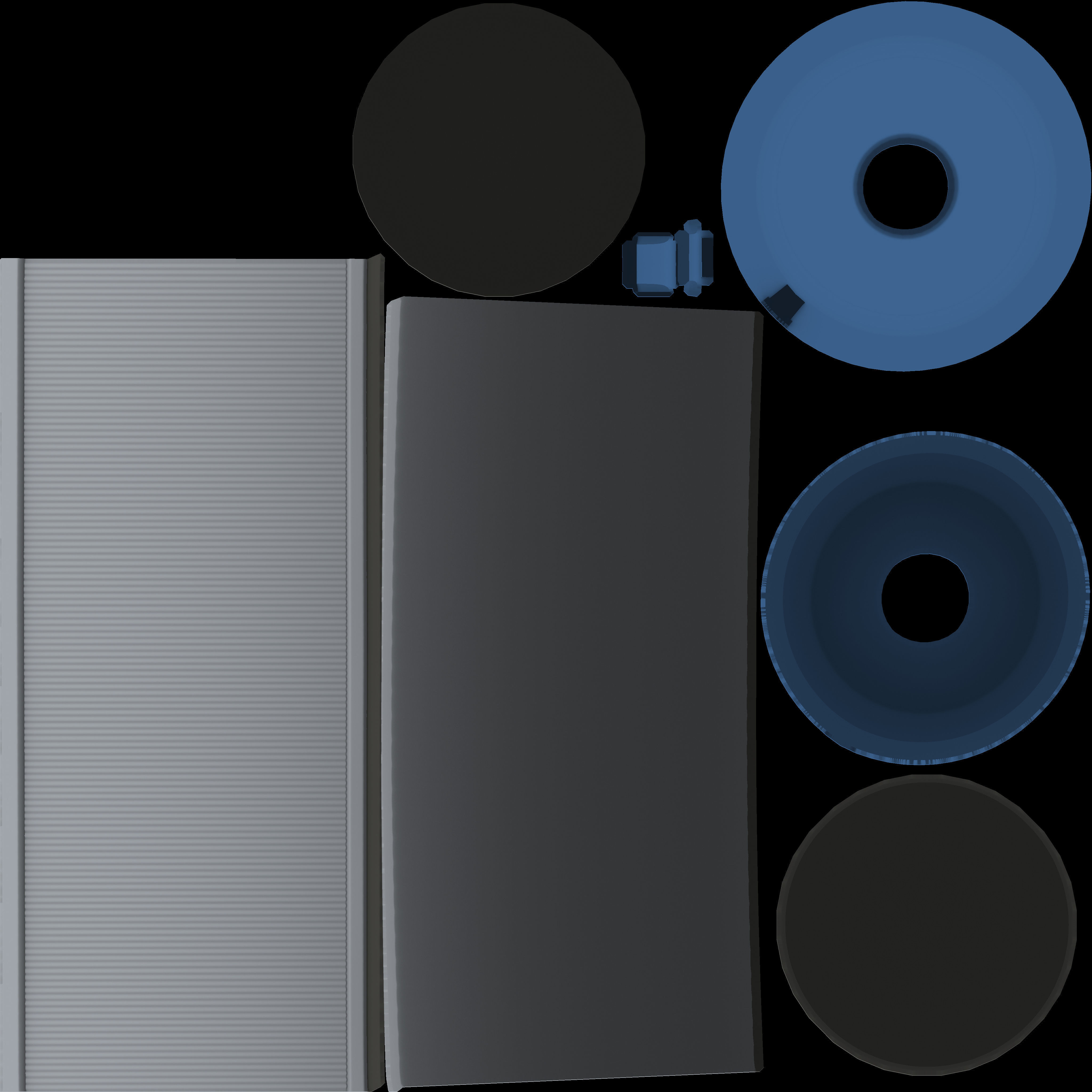 Blue and white plastic trash can - High and Low-Poly Version 3D Model Collection_25