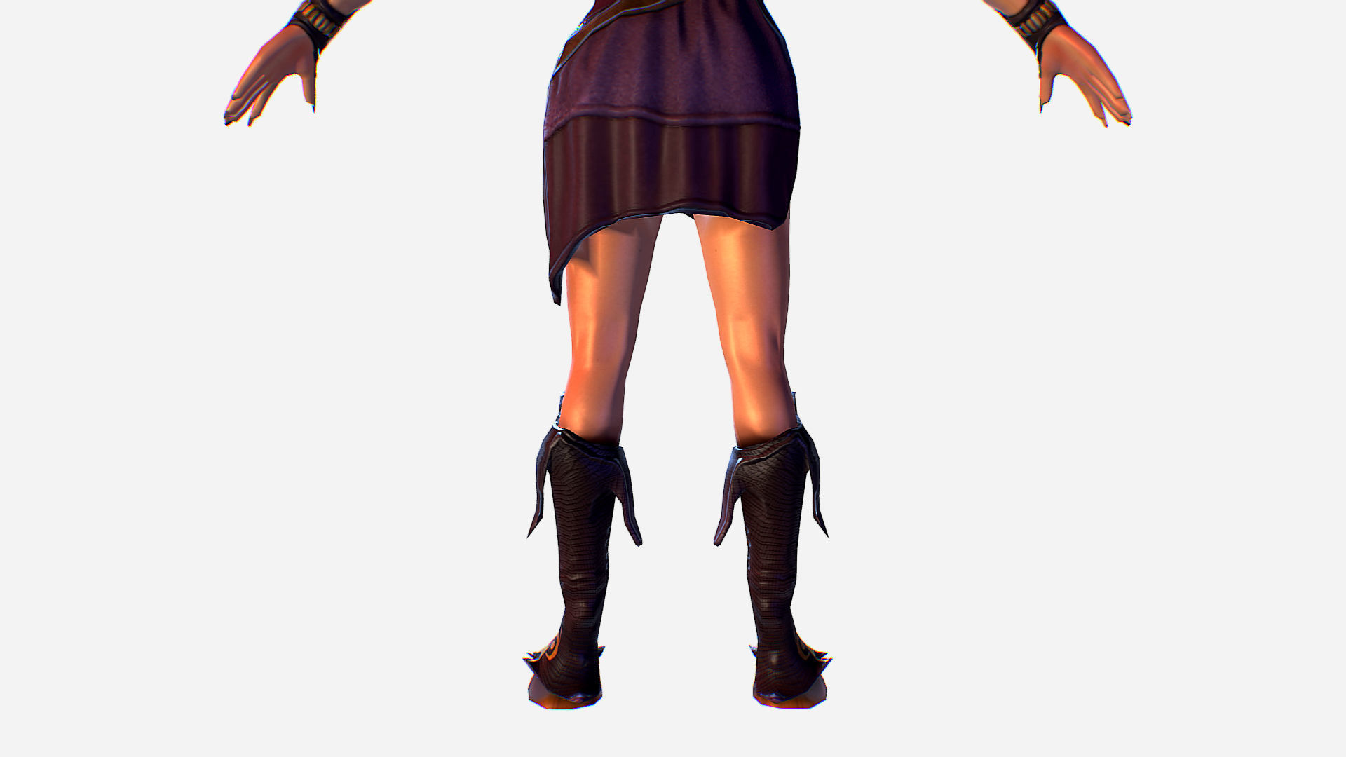 Elf Woman - Armored Succub Game MMO RPG Character Low-poly 3D model_7