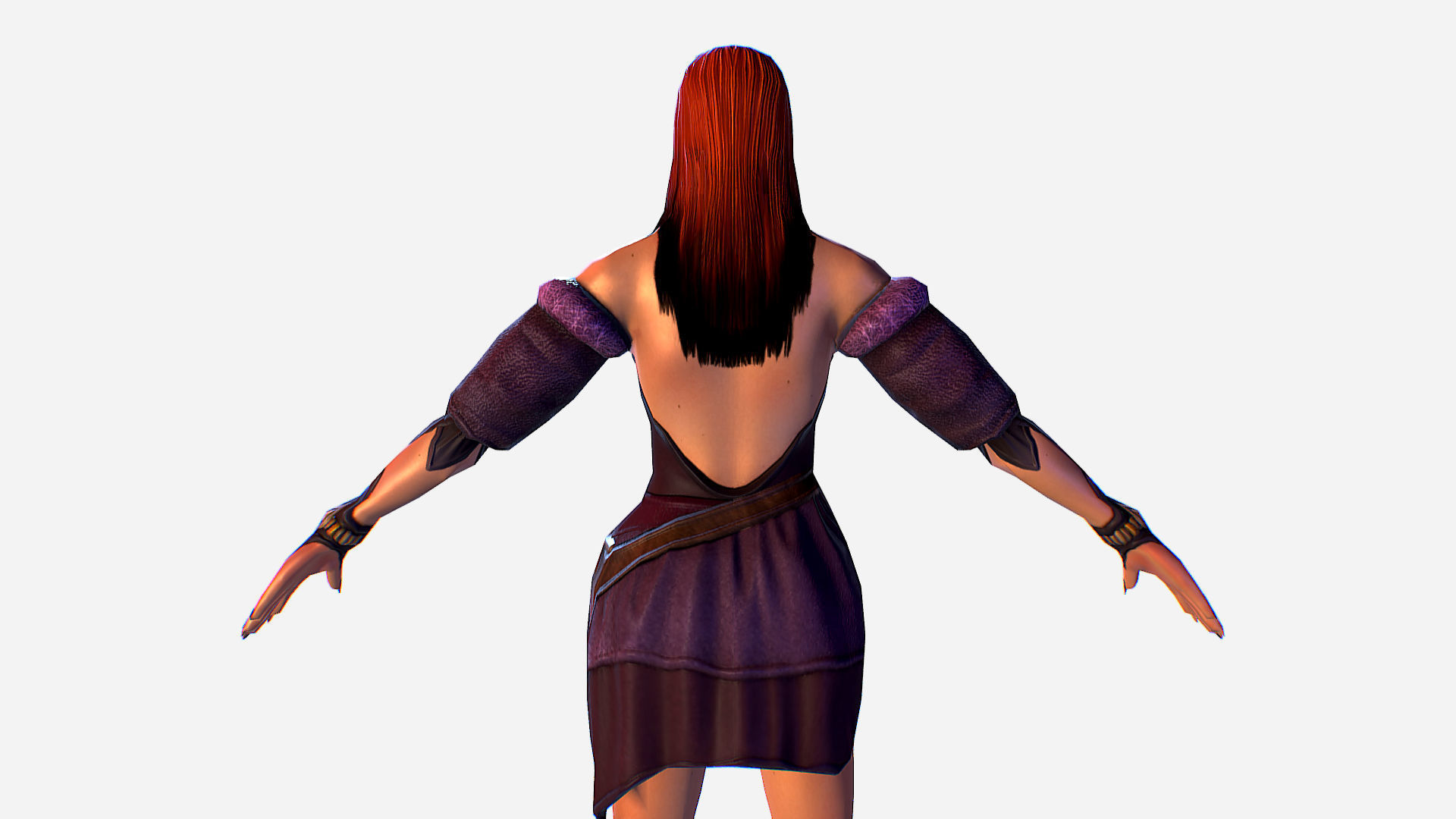 Elf Woman - Armored Succub Game MMO RPG Character Low-poly 3D model_9