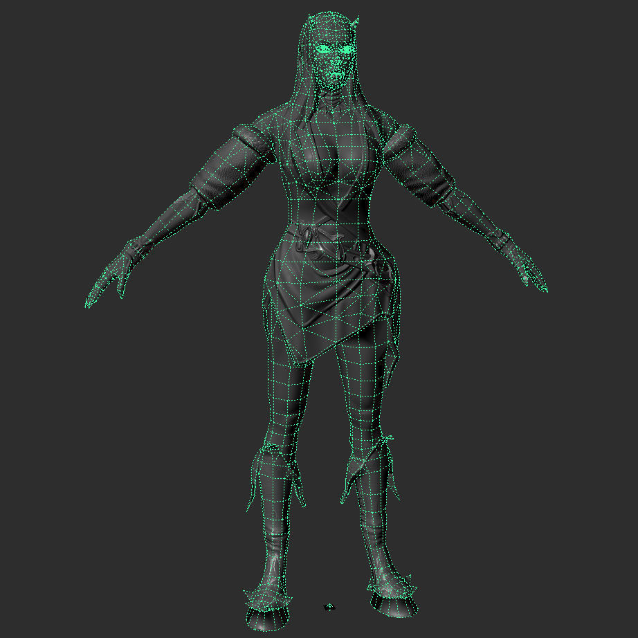 Elf Woman - Armored Succub Game MMO RPG Character Low-poly 3D model_21