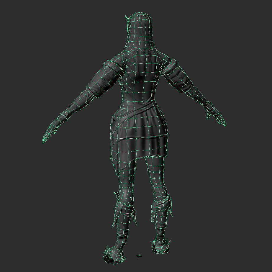 Elf Woman - Armored Succub Game MMO RPG Character Low-poly 3D model_22