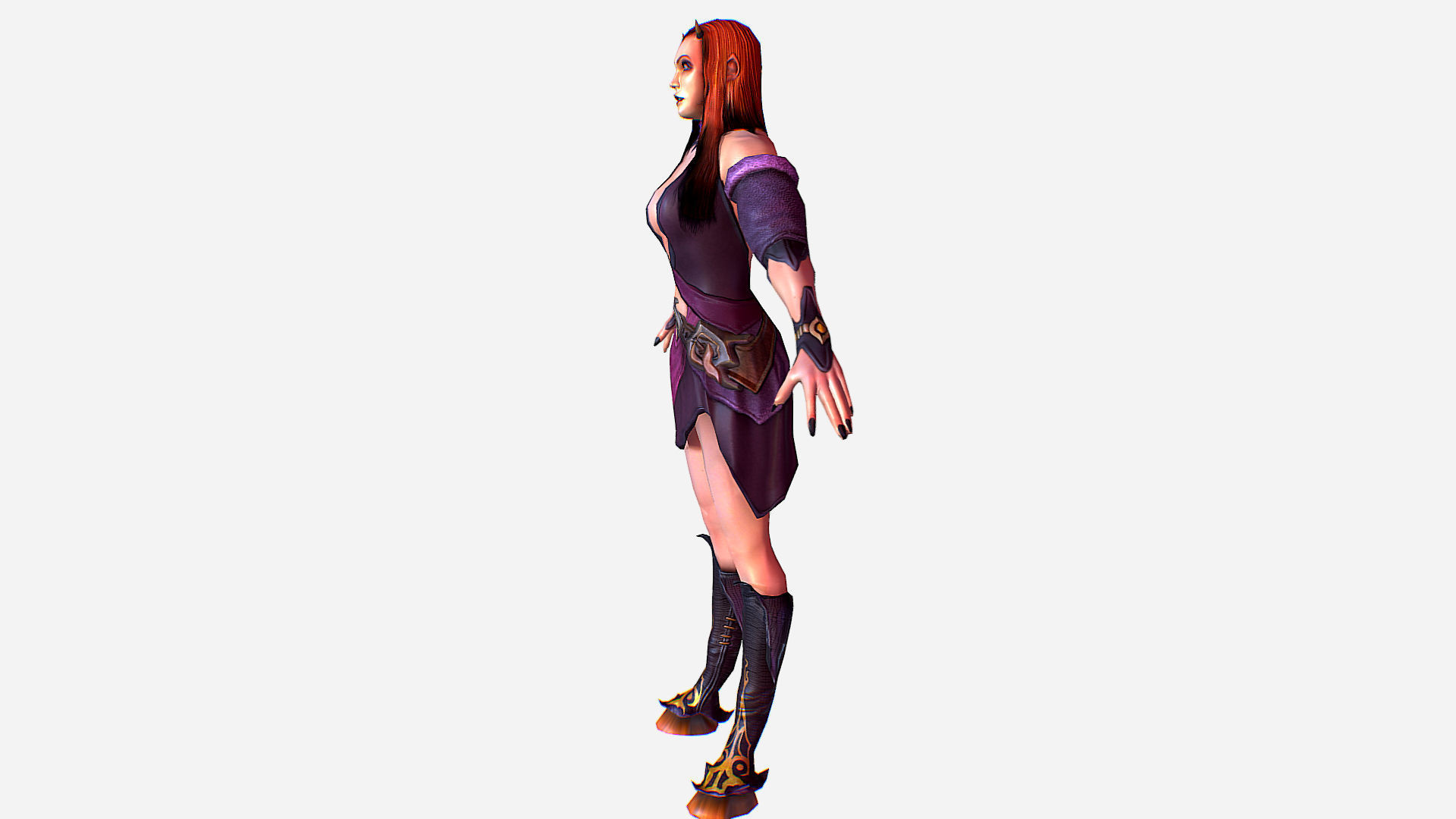 Elf Woman - Armored Succub Game MMO RPG Character Low-poly 3D model_5