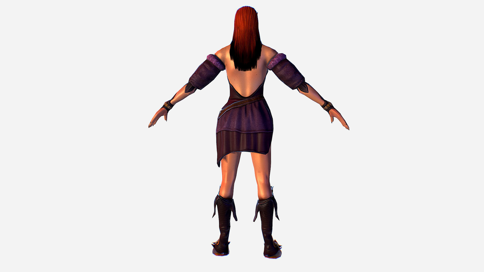 Elf Woman - Armored Succub Game MMO RPG Character Low-poly 3D model_6