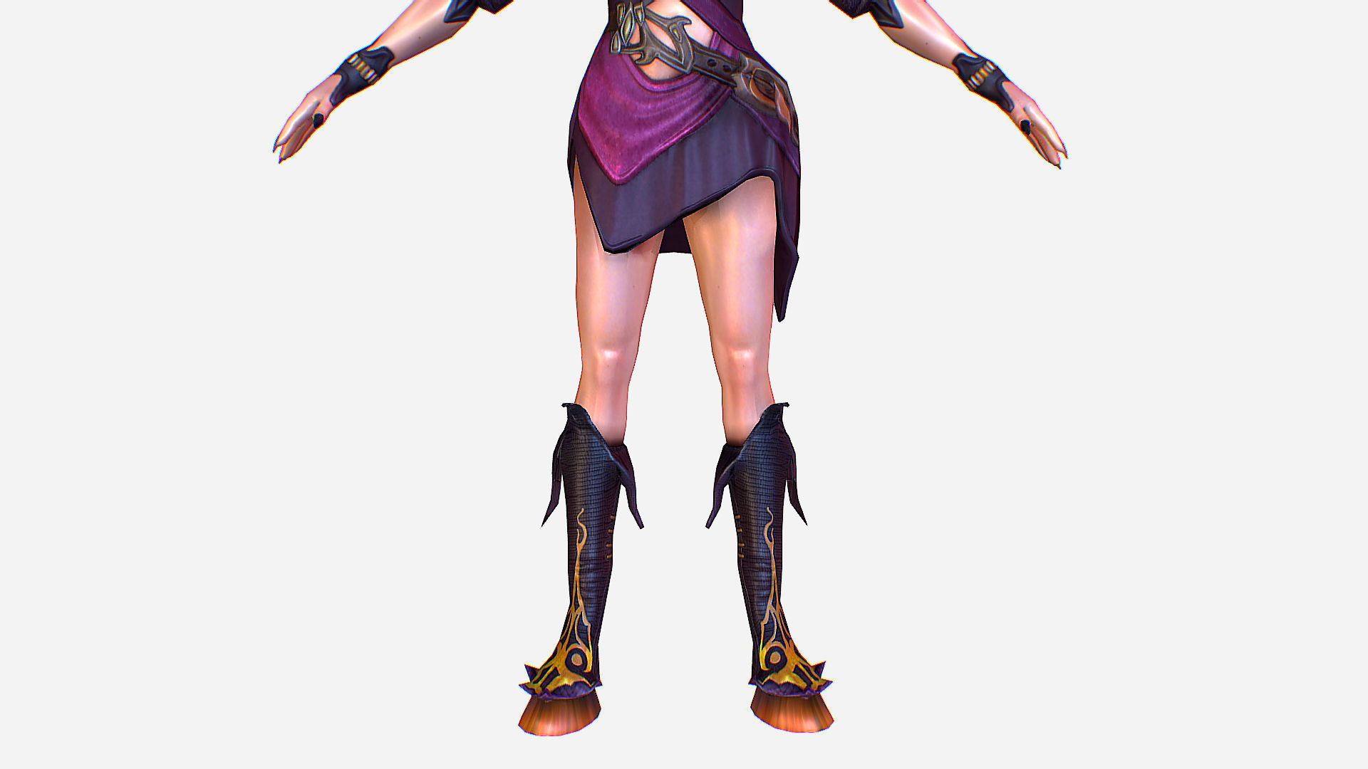 Elf Woman - Armored Succub Game MMO RPG Character Low-poly 3D model_10