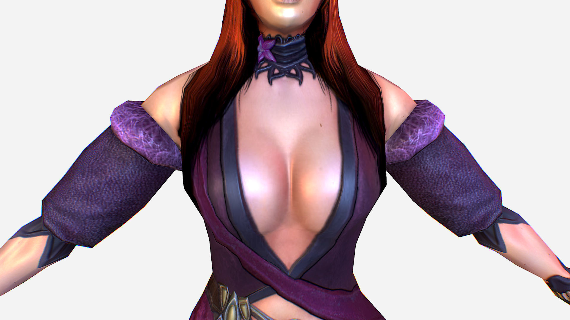 Elf Woman - Armored Succub Game MMO RPG Character Low-poly 3D model_12