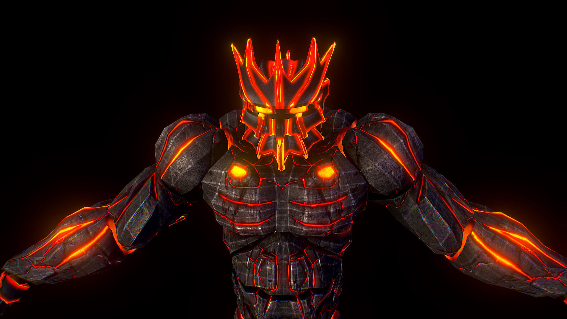 Volcanic Stone Golem Game MMO RPG Character Low-poly 3D model_11