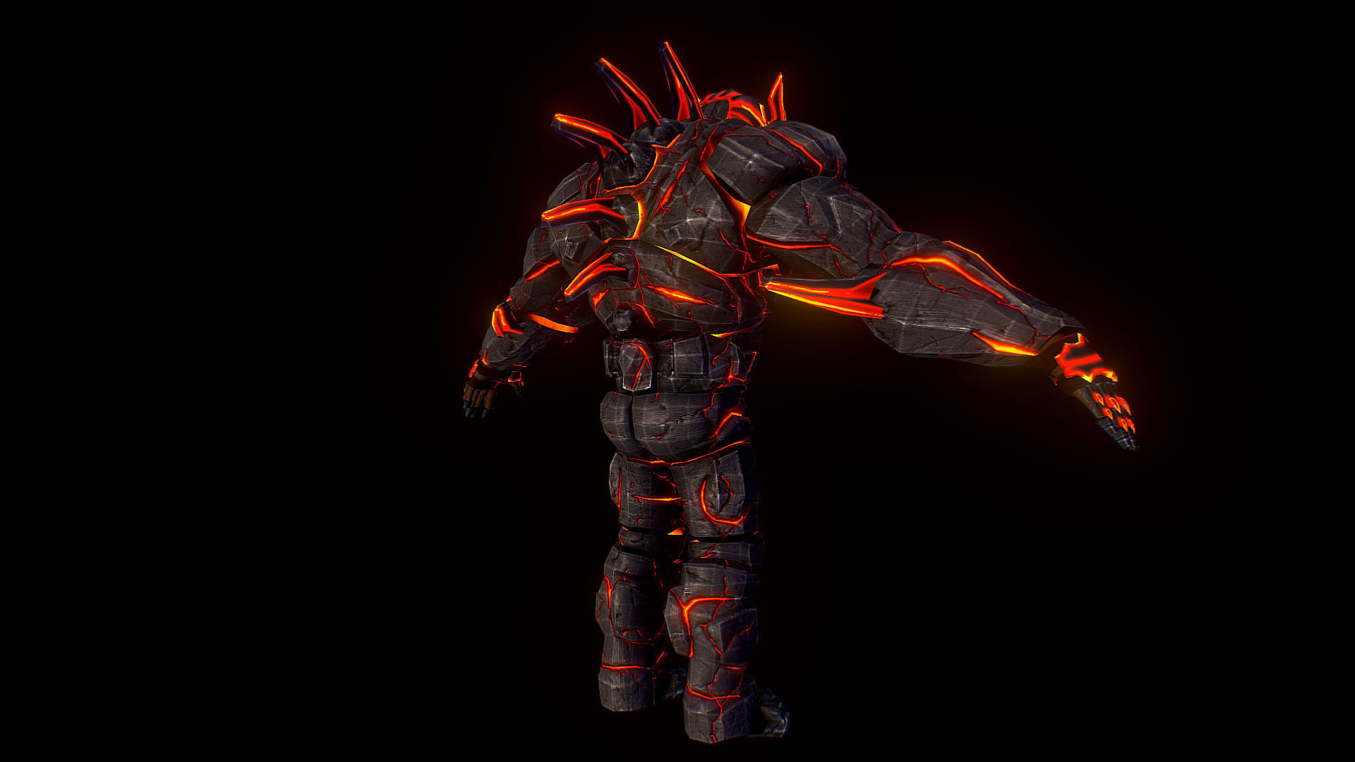 Volcanic Stone Golem Game MMO RPG Character Low-poly 3D model_3