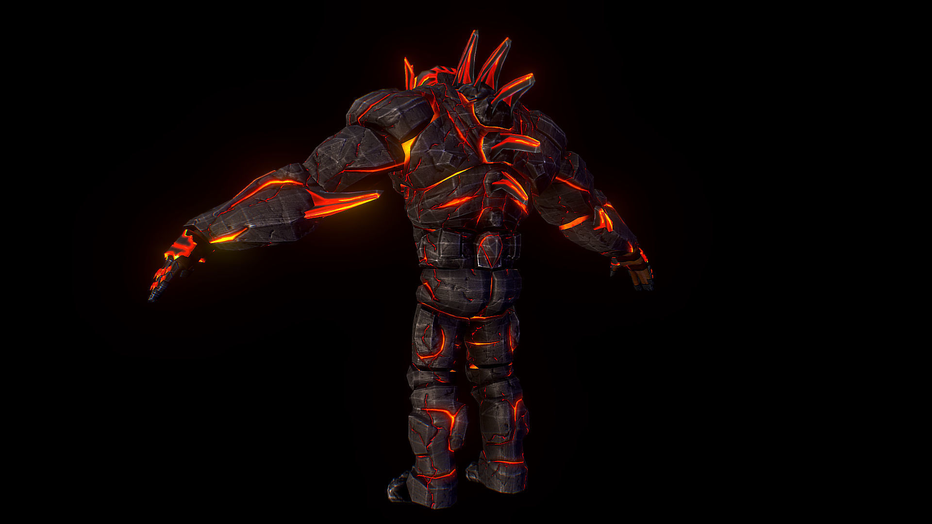Volcanic Stone Golem Game MMO RPG Character Low-poly 3D model_4
