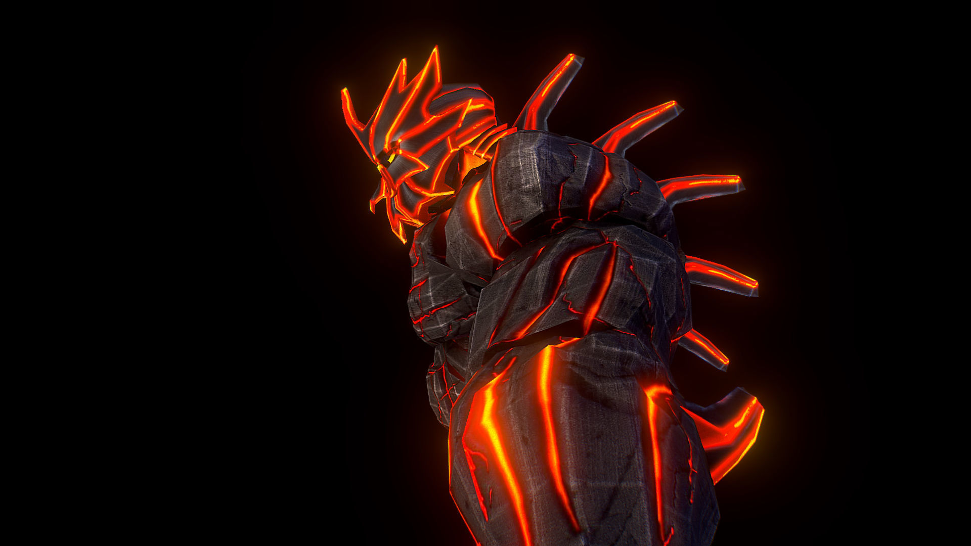 Volcanic Stone Golem Game MMO RPG Character Low-poly 3D model_9