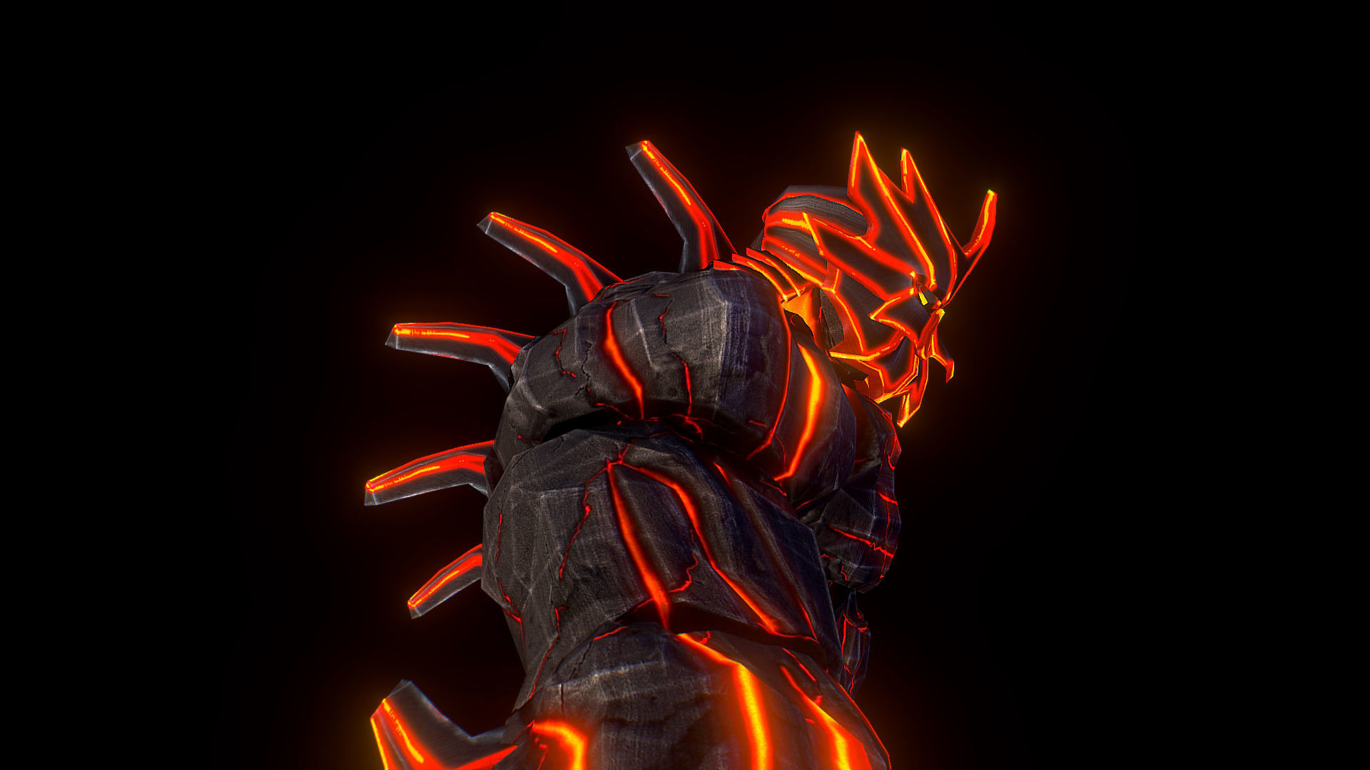 Volcanic Stone Golem Game MMO RPG Character Low-poly 3D model_8