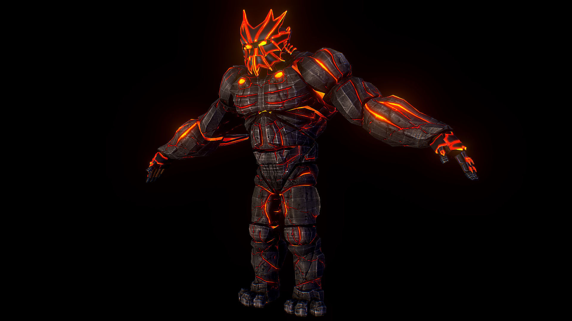 Volcanic Stone Golem Game MMO RPG Character Low-poly 3D model_1