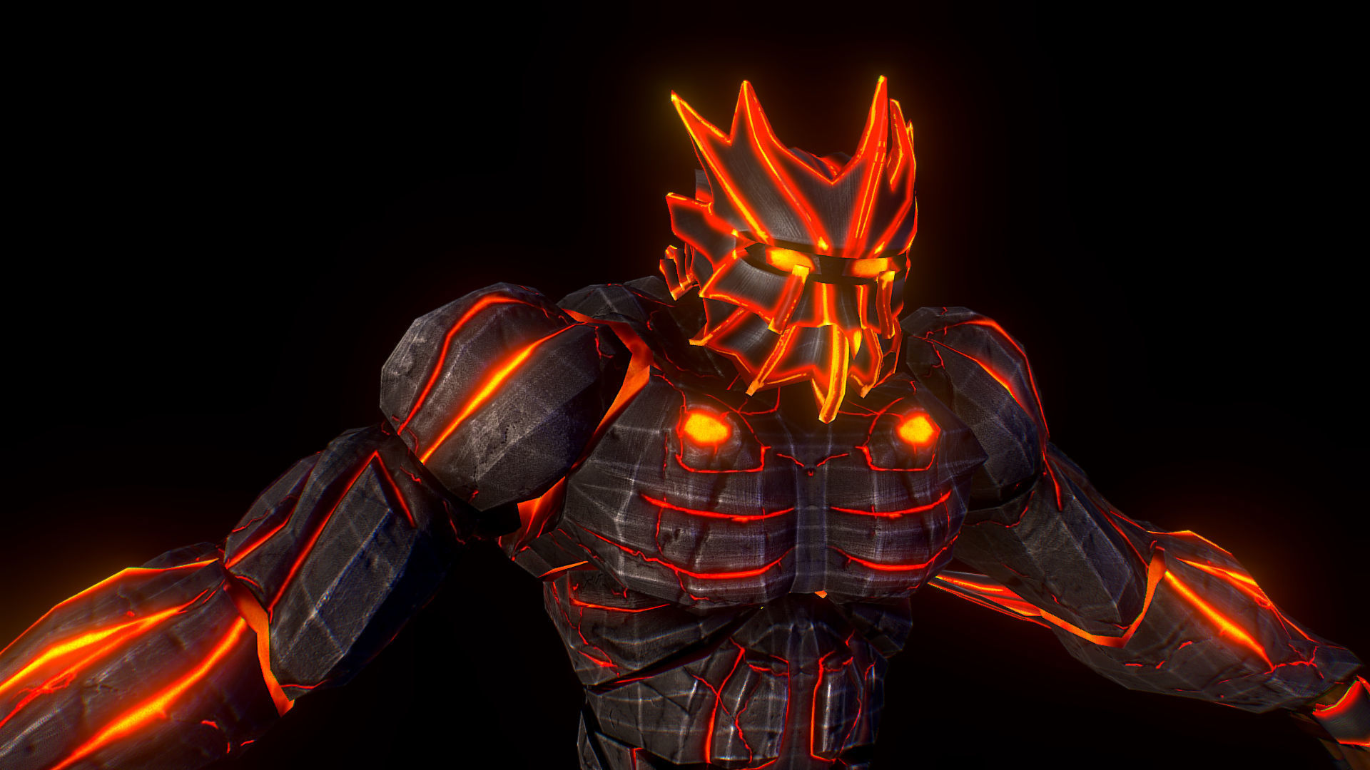 Volcanic Stone Golem Game MMO RPG Character Low-poly 3D model_12