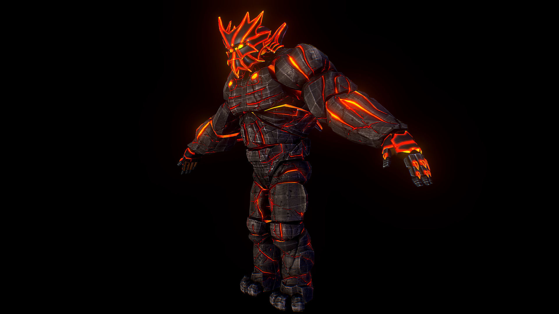 Volcanic Stone Golem Game MMO RPG Character Low-poly 3D model_2
