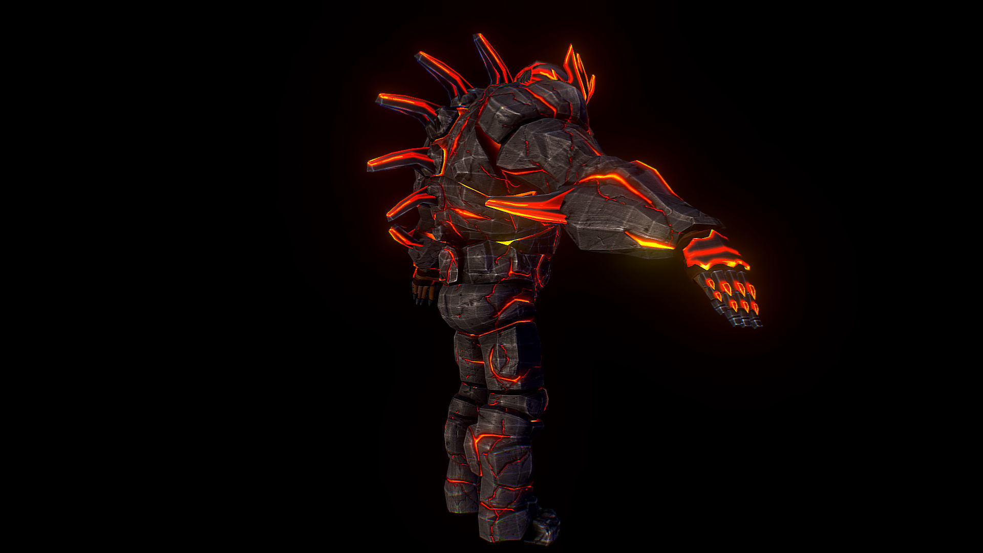 Volcanic Stone Golem Game MMO RPG Character Low-poly 3D model_5