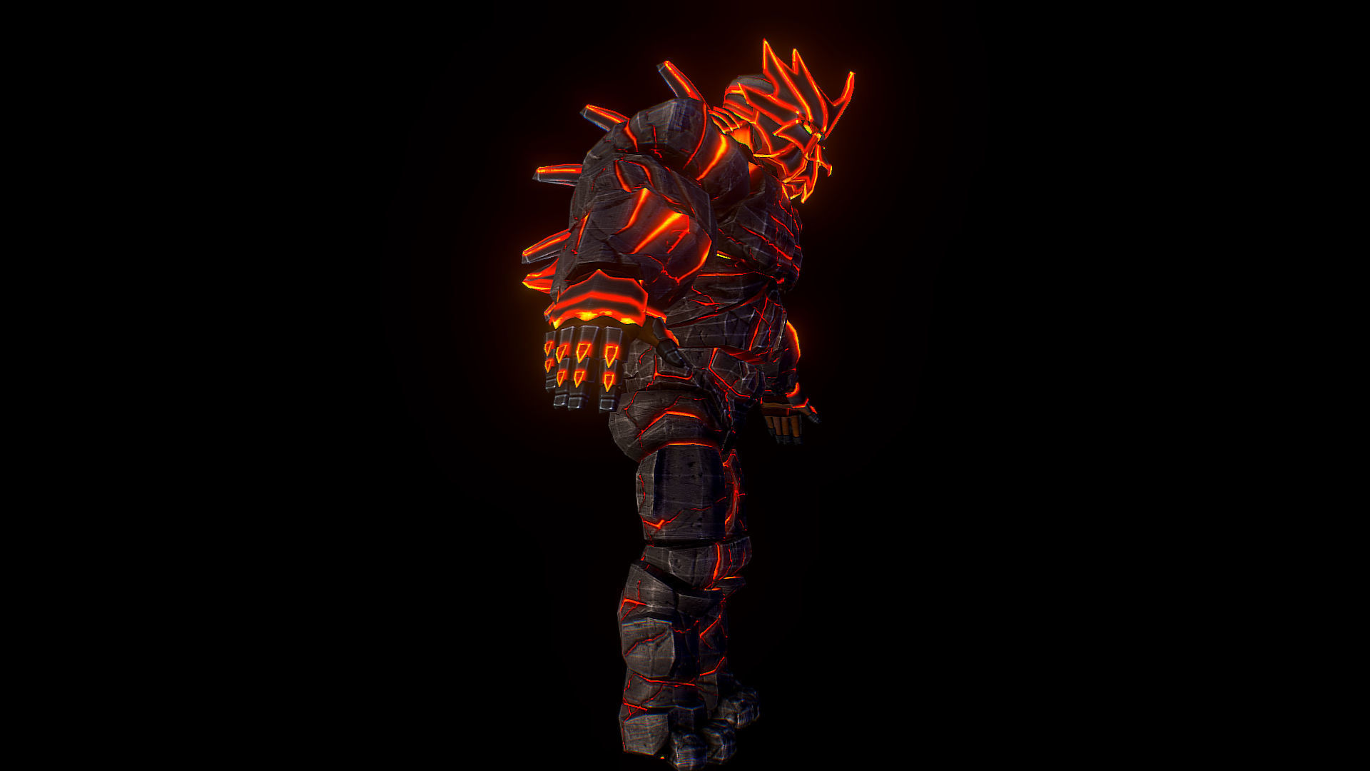 Volcanic Stone Golem Game MMO RPG Character Low-poly 3D model_6