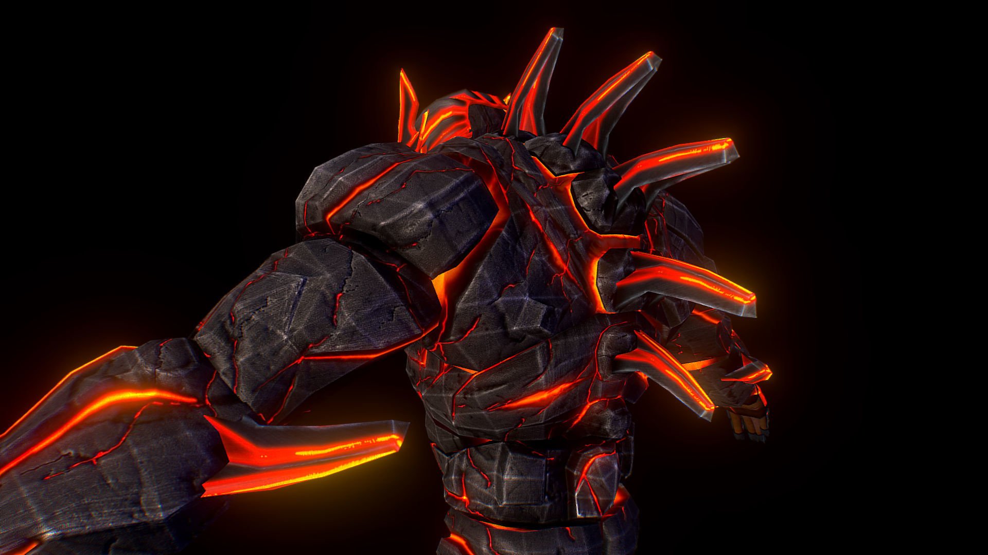 Volcanic Stone Golem Game MMO RPG Character Low-poly 3D model_13