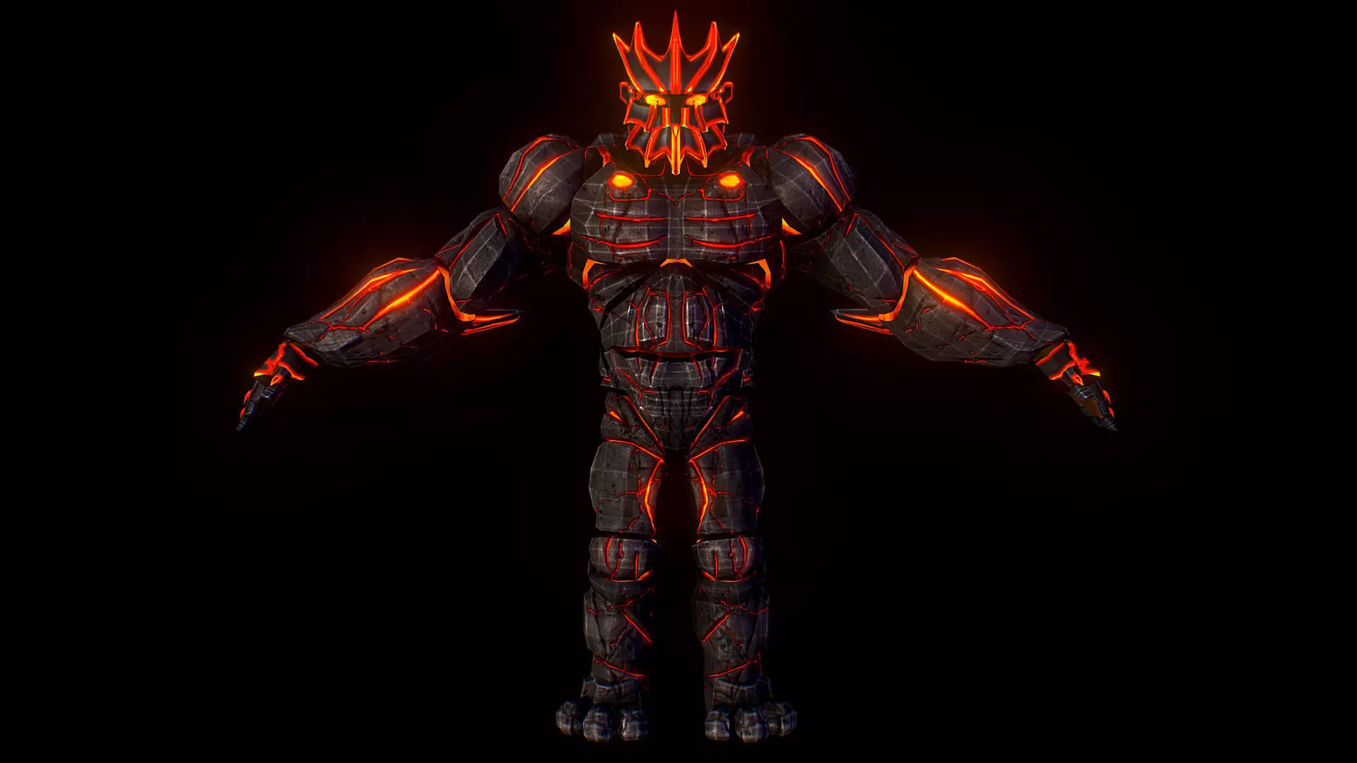 Volcanic Stone Golem Game MMO RPG Character Low-poly 3D model_0