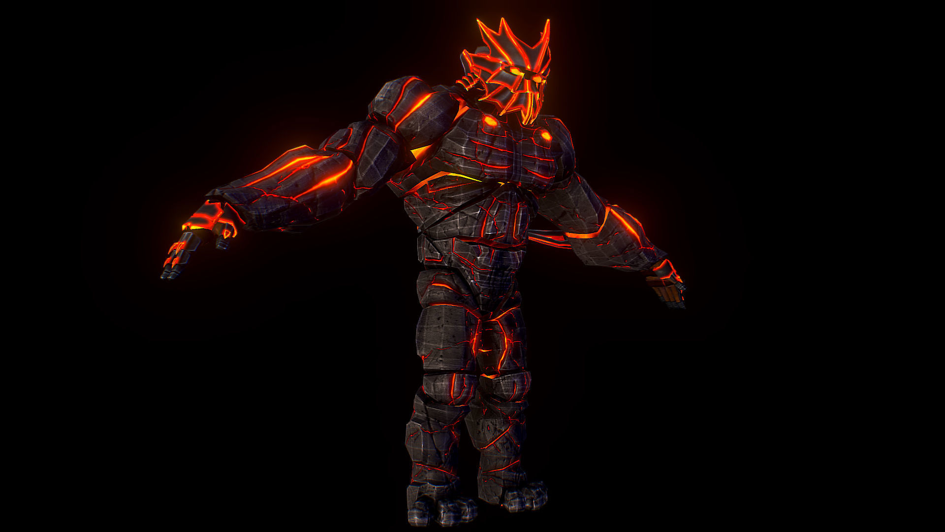 Volcanic Stone Golem Game MMO RPG Character Low-poly 3D model_7