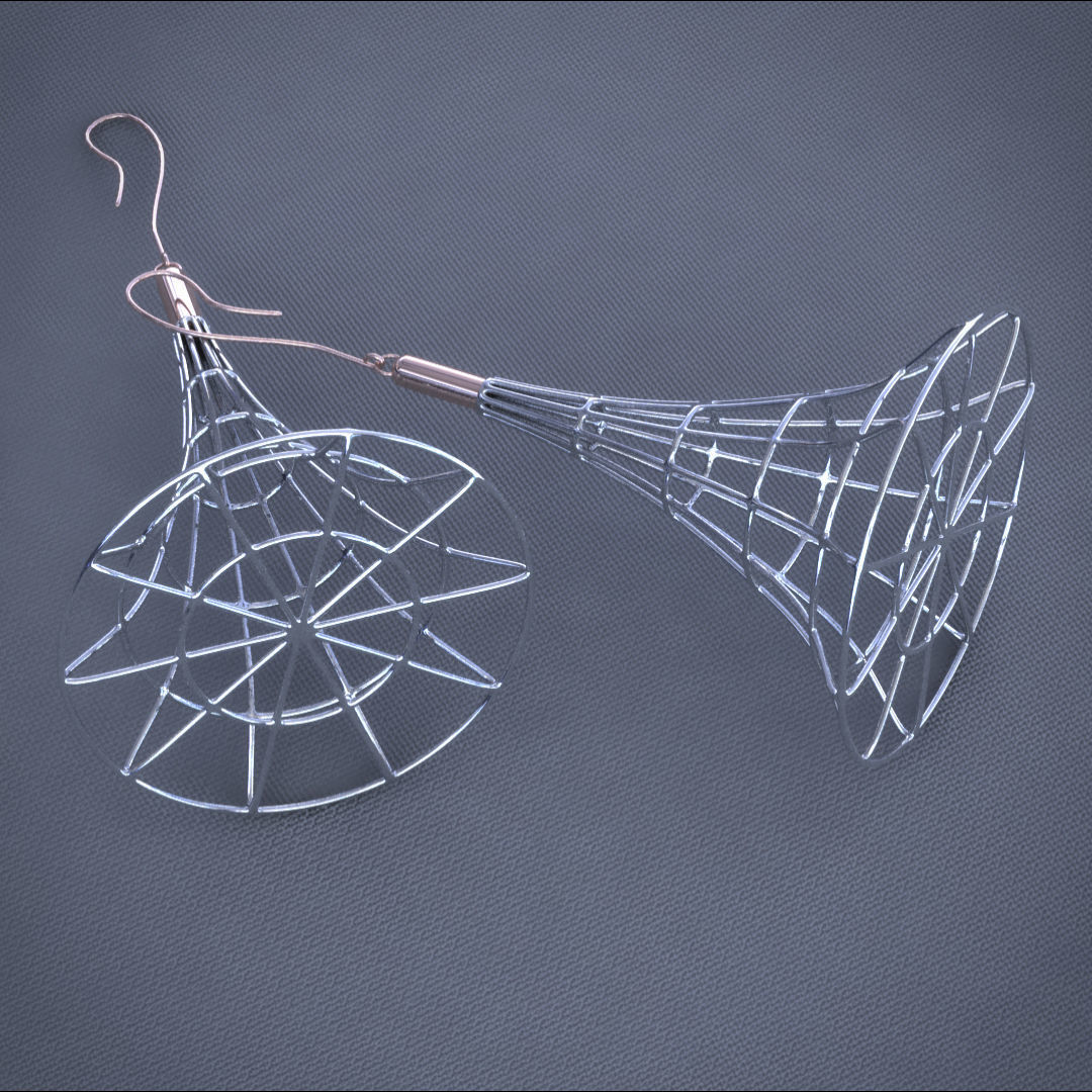 Line Earring Cone 3D print model_1