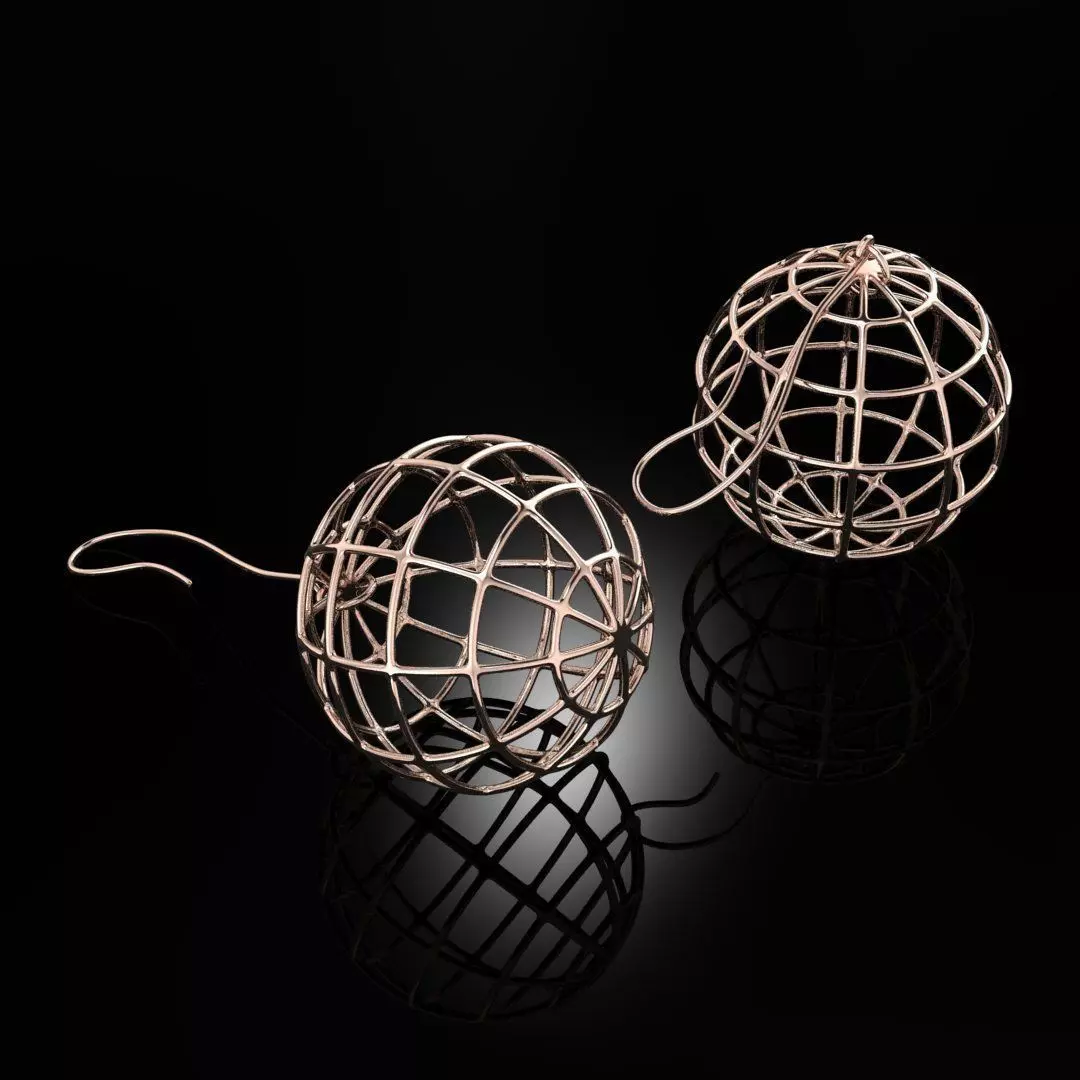 Lines Earrings Spheres 3D print model_0