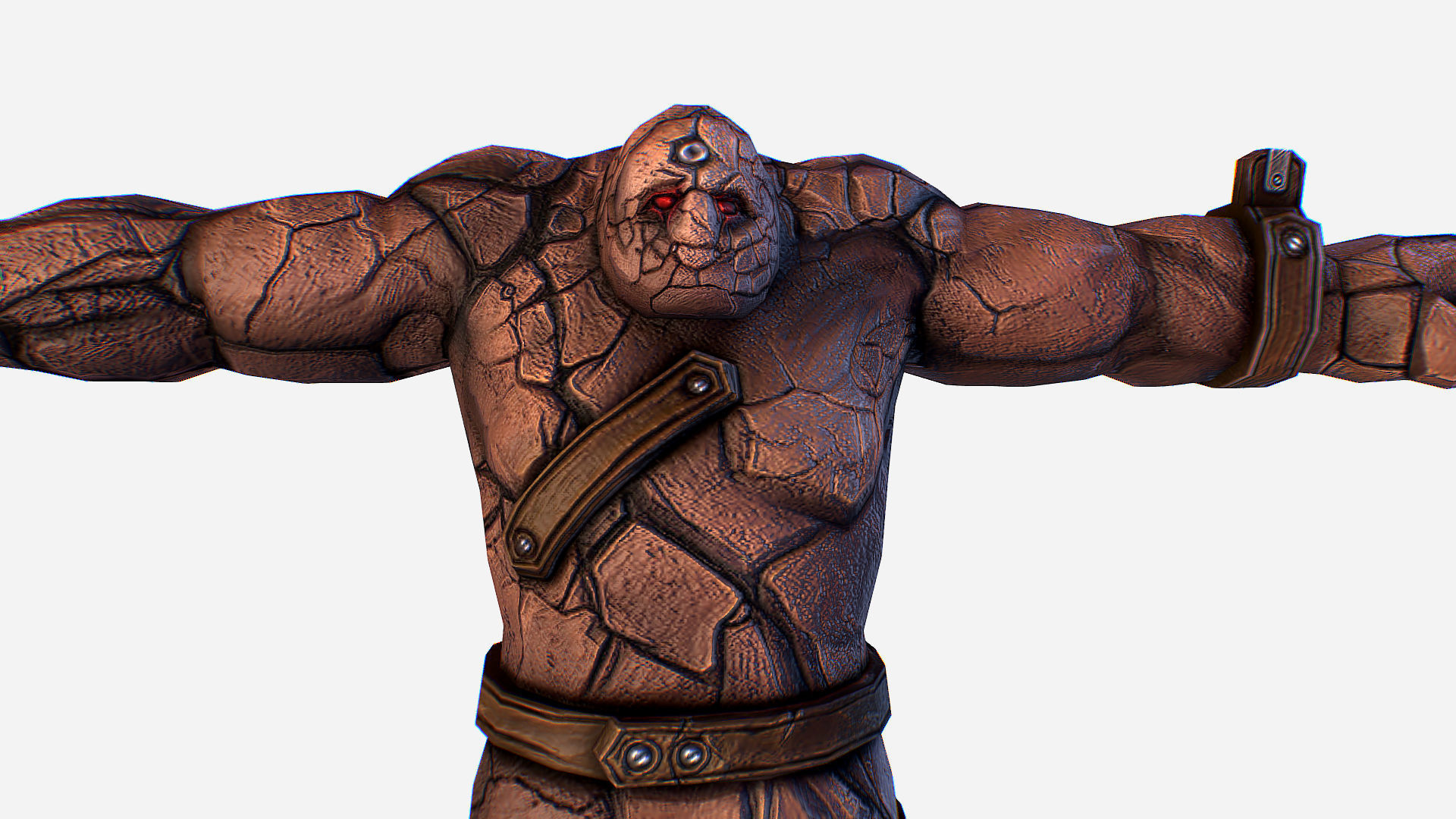 Golem Clay Monster Game MMO RPG Character Low-poly 3D model_11