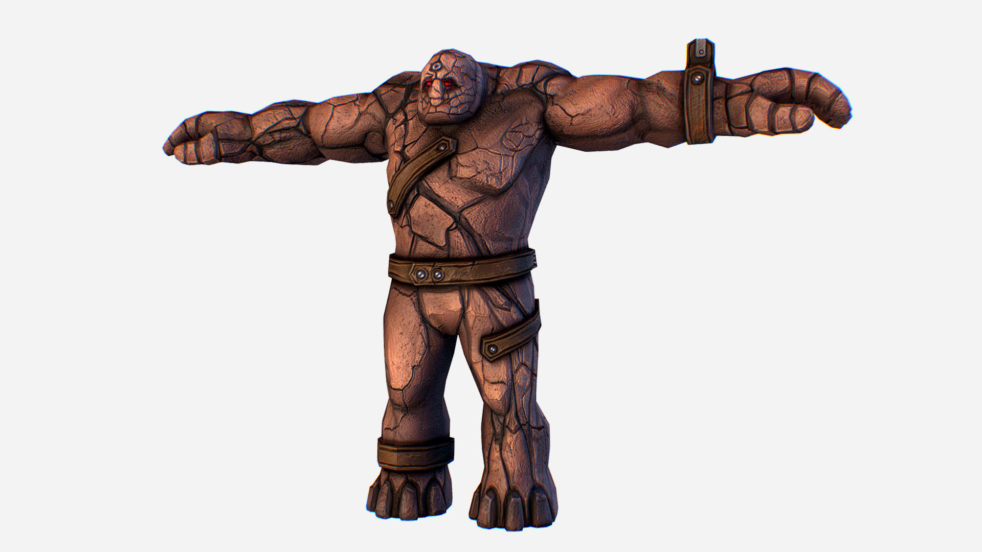 Golem Clay Monster Game MMO RPG Character Low-poly 3D model_1
