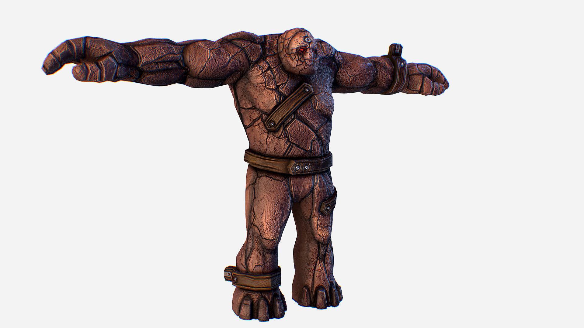 Golem Clay Monster Game MMO RPG Character Low-poly 3D model_3