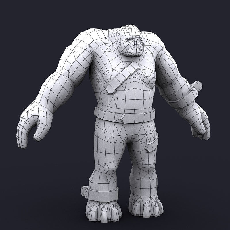 Golem Clay Monster Game MMO RPG Character Low-poly 3D model_18
