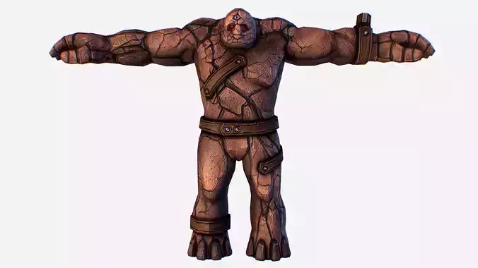 Game MMO RPG Character Skull Monster Clay Golem Low-poly 3D model