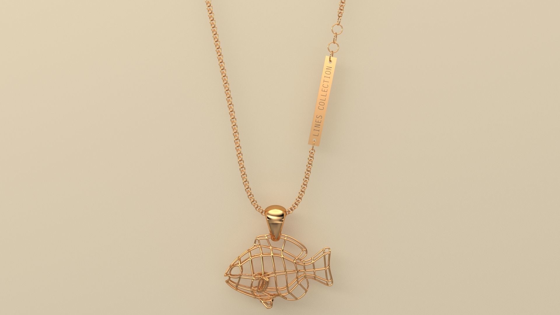 Lines Pendant Fish 3D print model_1