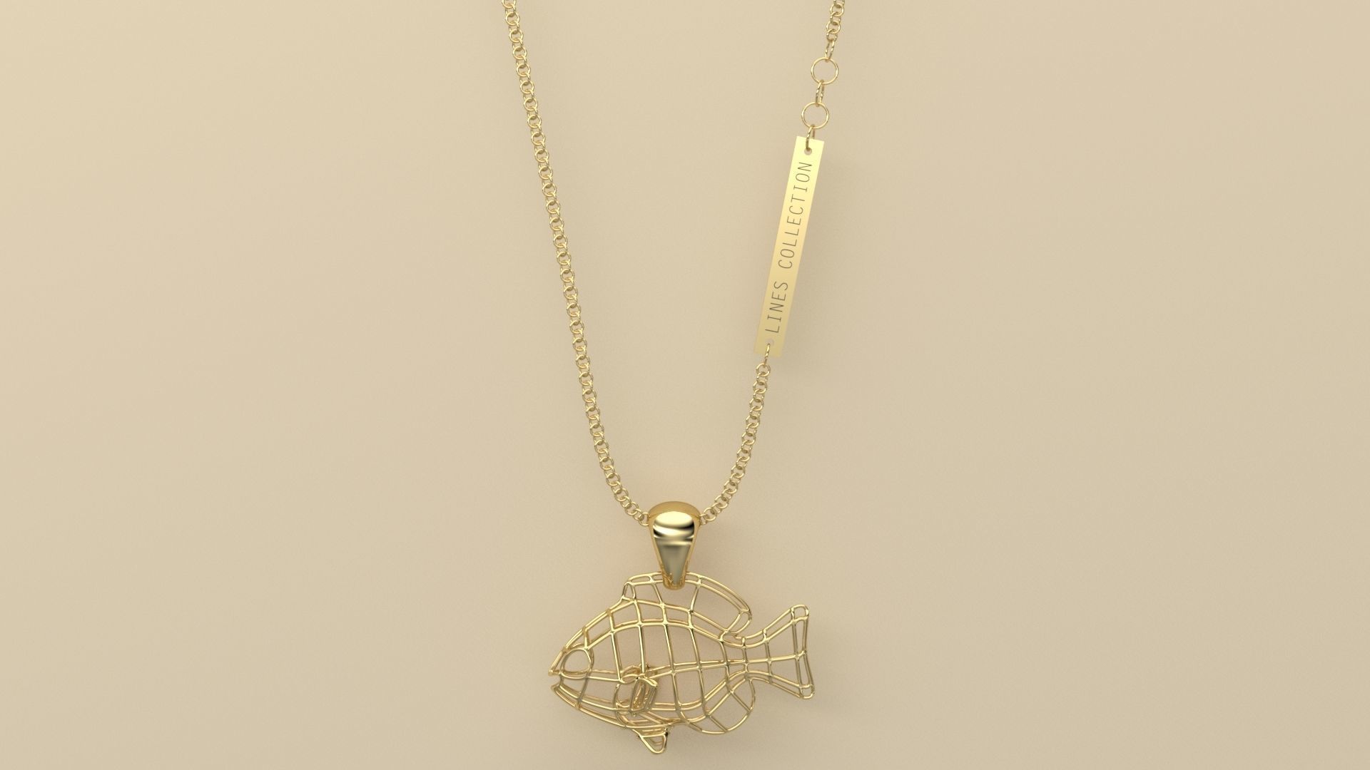 Lines Pendant Fish 3D print model_2