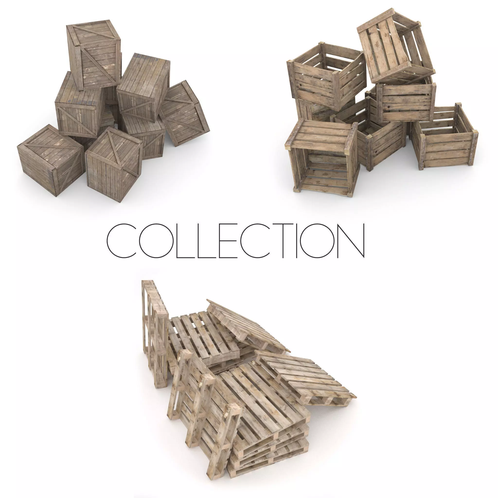 Wooden industrial staff 3D Model Collection_0