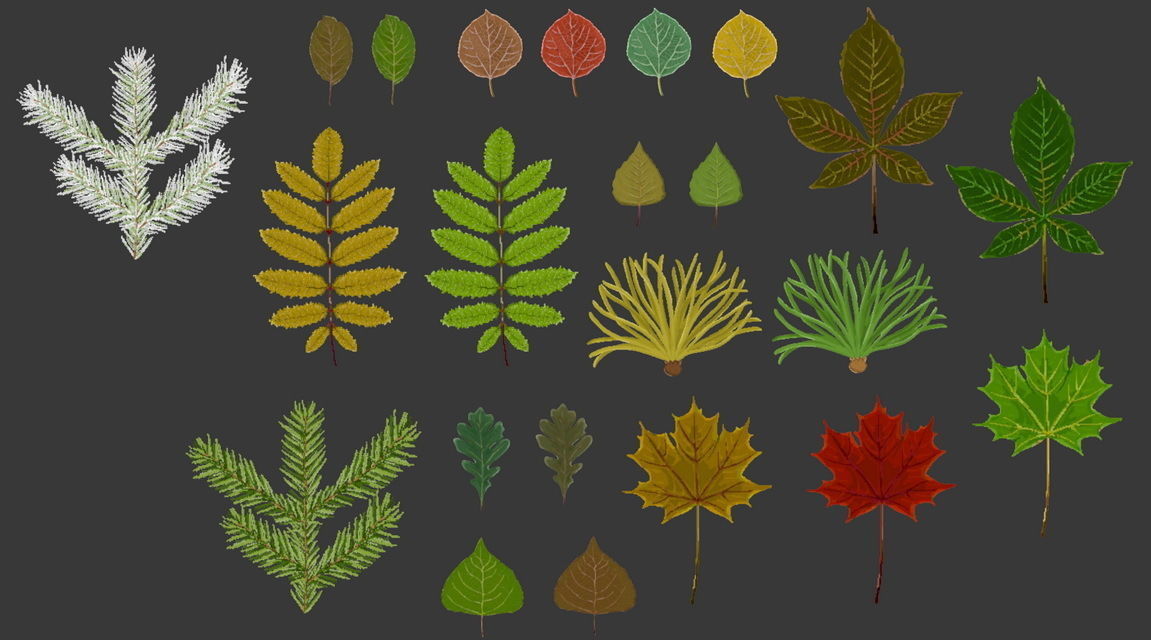 10 Pixel art Leaves seasons Free low-poly 3D model_1
