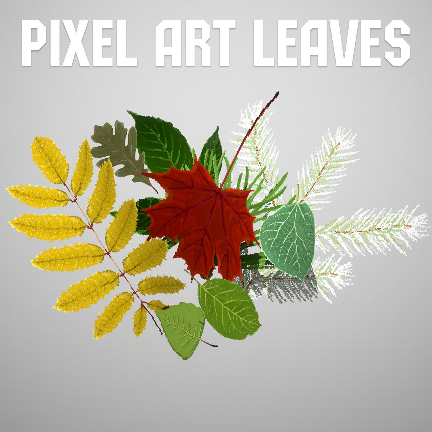 10 Pixel art Leaves seasons Free low-poly 3D model_0