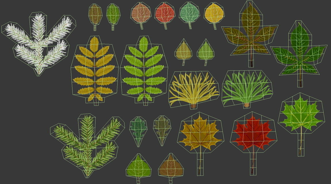 10 Pixel art Leaves seasons Free low-poly 3D model_2
