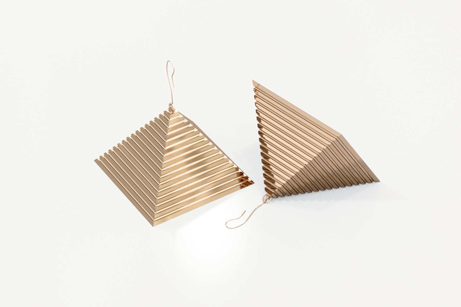Earrings Pyramids 3D print model_1
